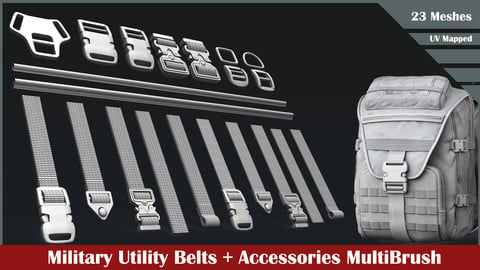 Military Utility Belt + Accessories Curve Brush