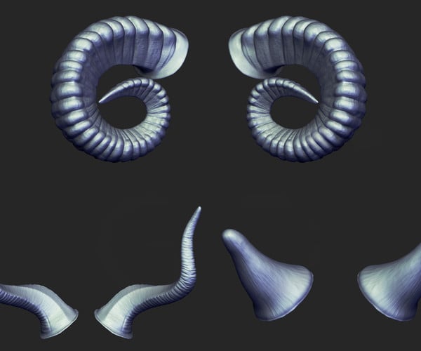 Artstation - Zbrush - Horns Imm Brushes - Vol. 1 