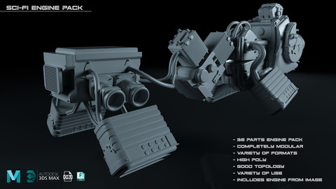 SciFi Engine Pack- High-poly/3D Assets/Formats(MB, Max, OBJ, FBX)