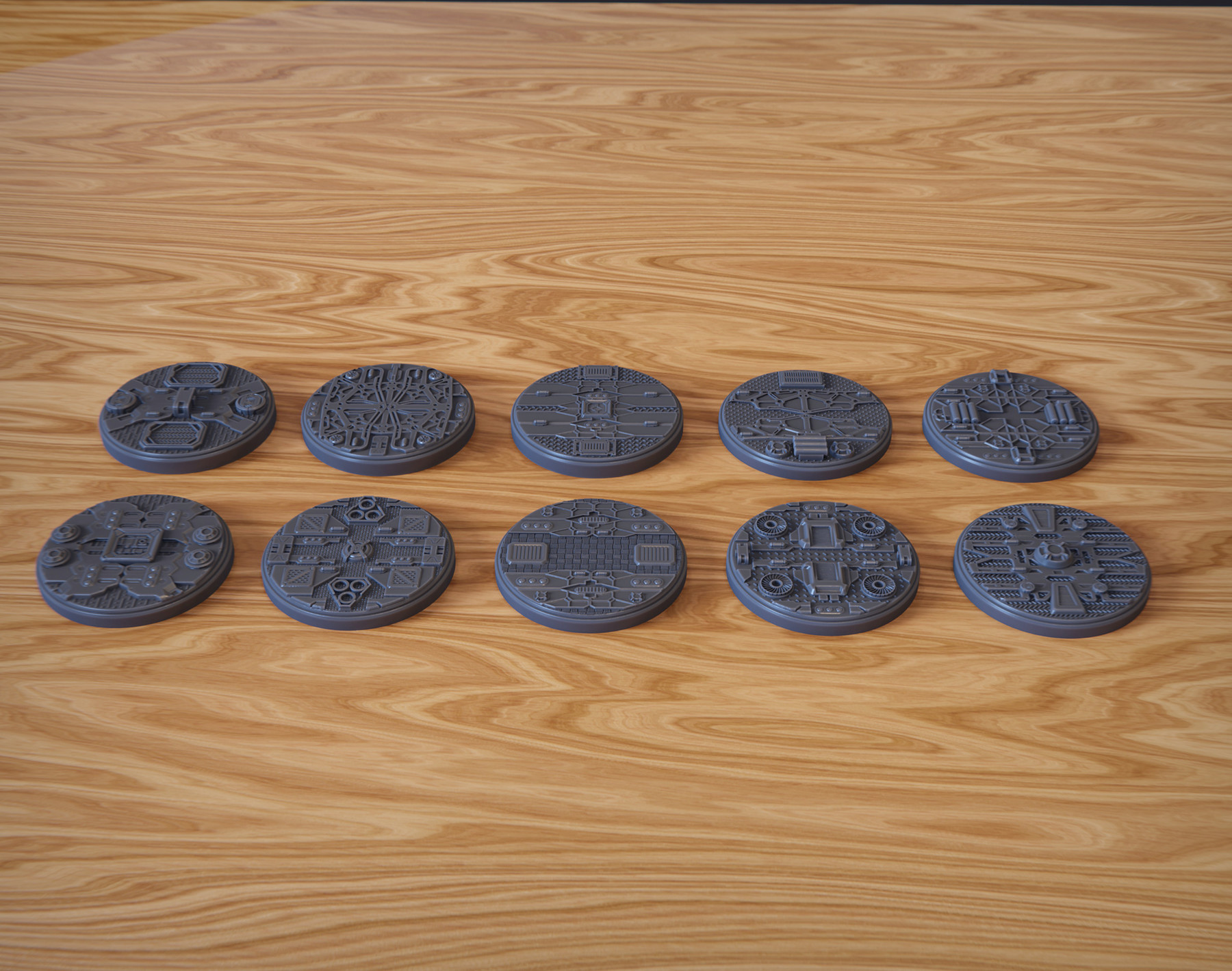 ArtStation - PACK 1 - 10 SCIFI MINIATURE BASES 50mm 3D Print Ready ...