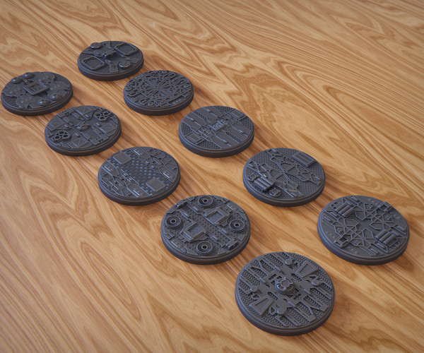 ArtStation - PACK 1 - 10 SCIFI MINIATURE BASES 50mm 3D Print Ready ...