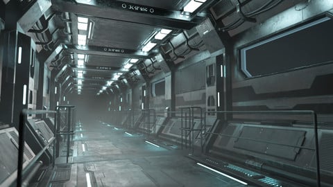 Sci-Fi Modular Corridor Version 1 - Low Poly