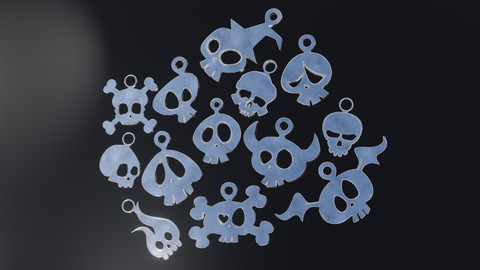 Skull Pendants 💀 13 Collection - Printable, Halloween pendant, Accessories