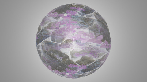 Rocks and Pink Leaves in Snow Texture