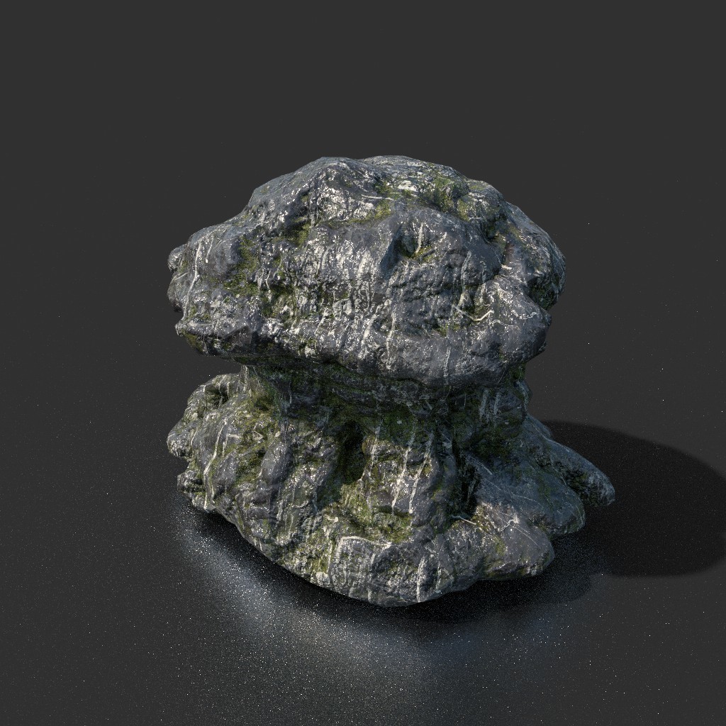 ArtStation - Low poly Black Mossy Stalactite Cave Rock Modular Pack B ...