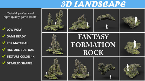 Low poly Fantasy Formation Rock Pack A 200213