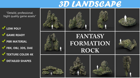 Low poly Fantasy Formation Rock Pack B 200213
