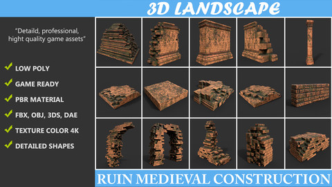 Low poly Ruin Construction Pack A -190923