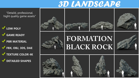 Sharp Rock Formation Pack A 191226 - Black