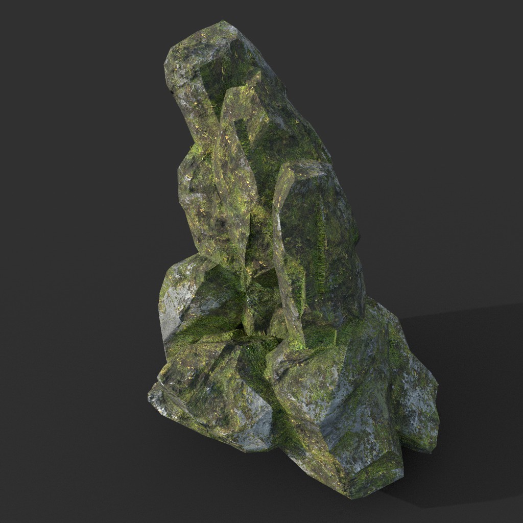 ArtStation - Low poly Mossy Rock Formation Pack 191221 | Game Assets