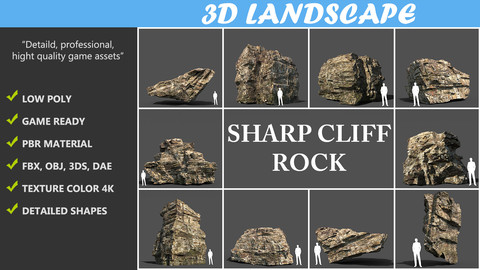 Low poly Rock Cliff Pack 191223