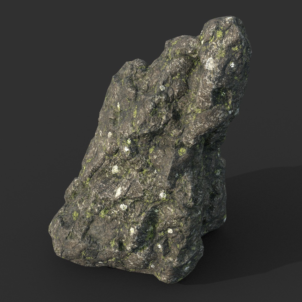 ArtStation - Low poly Damaged Lichen Rock Pack A 190425 | Game Assets