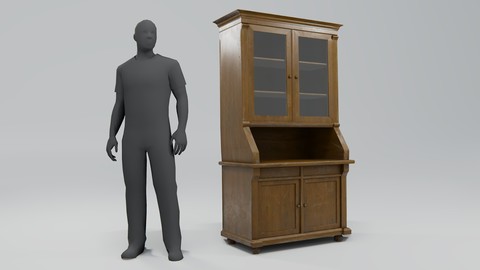 Used Wooden Cupboad Low-poly 3D model