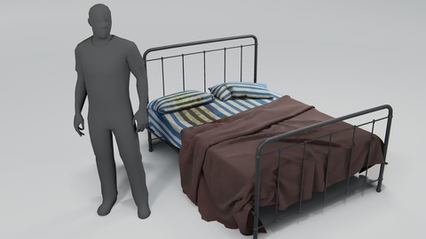 Stained Bed of the Sick Low-poly 3D model