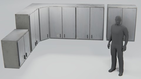 Used Kitchen Cupboards Low-poly 3D Model