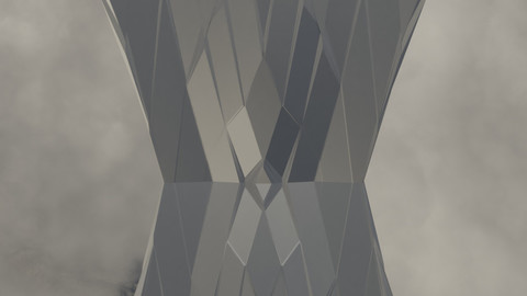 Silver Futuristic Cubic Structure Pillar