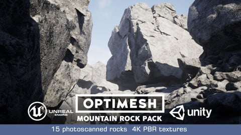 Mountain Rocks - 3D Models PBR Pack Low-poly