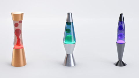 Set of Retro Lava Lamps - Decorative Interior Pack low-poly