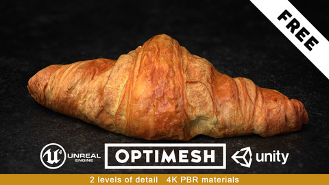 Croissant PBR 3D Pack Free low-poly 2/3