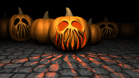 Creepy low poly jack-O'-Lantern Pumpkin for Halloween