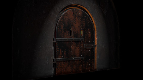 Old rusty door in dungeon