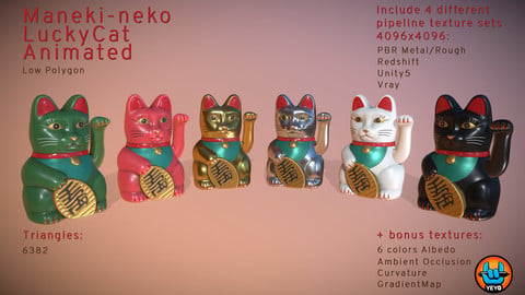 Maneki-neko - LowPolygon LuckyCat animated