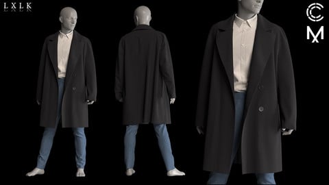 Men's Cashmere Coat Outfit- Marvelous designer, CLO3D