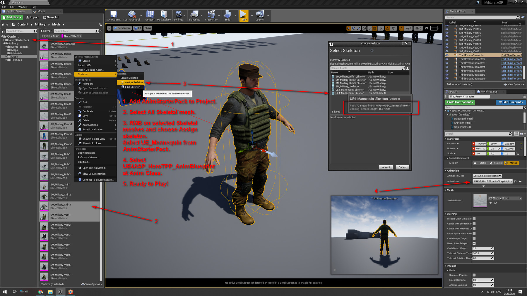 Artstation Ue4 Video Tutorial How To Use Animation Packs At Modular Military Project Changing Modules Tutorials
