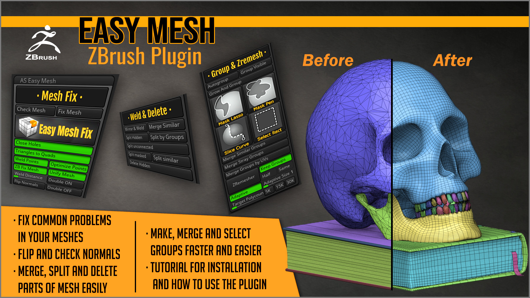 how to not affect polyps behind mesh zbrush