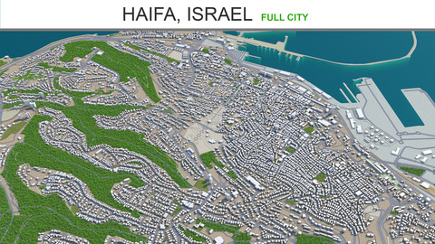 Haifa city Israel 3d model 20km