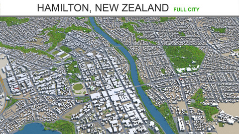 Hamilton city New Zealand 3d model 30km