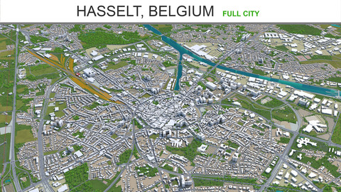 Hasselt city Belgium 3d model 30Km