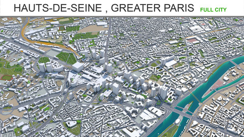 Hauts-de-Seine  city Greater Paris 3d model 50km