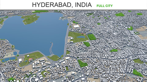 Hyderabad city India 3d model 50km