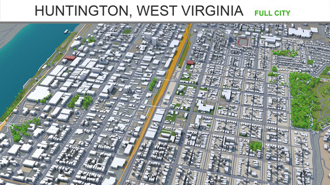 Huntington city West Virginia 3d model 30km