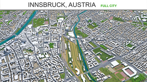 Innsbruck city Austria 3d model 20km