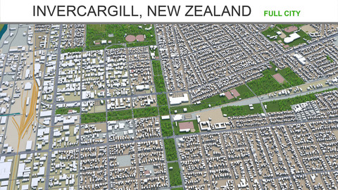 Invercargill city New Zealand 3d model 20 km