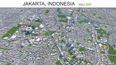 Jakarta city Indonesia 3d model 50km