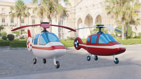 Cartoon Helicopter 3D Model