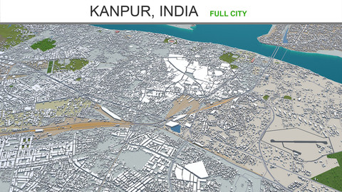 Kanpur city India 3d model 40km