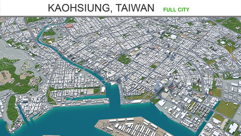Kaohsiung city Taiwan 3d model 50km