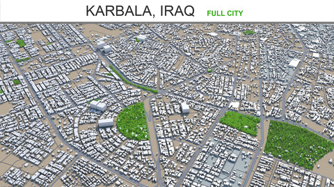 Karbala city Iraq 3d model 40km