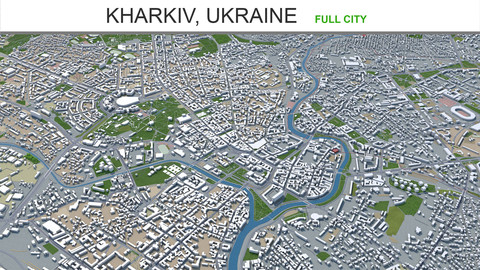 Kharkiv city Ukraine 3d model 60 km