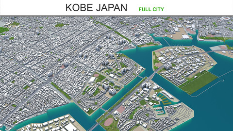 Kobe city Japan 3d model 80km