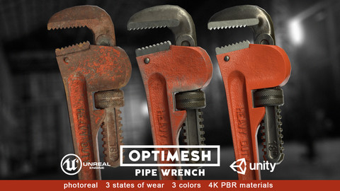 Pipe wrench - 3D PBR model Low-poly 3D model