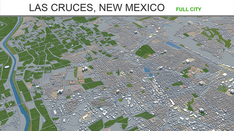 Las Cruces city New Mexico 3d model 50km