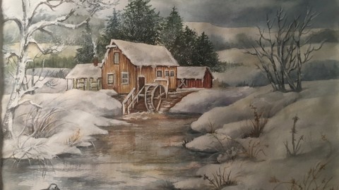 Frozen Cabin on Lake