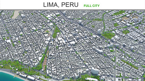 Lima city peru 3d model 80km