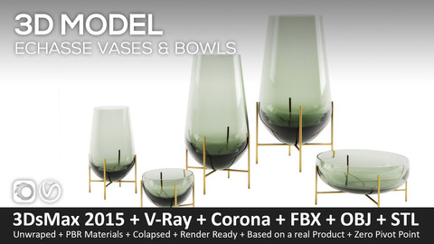 Echasse Vases & Bowls – Theresa Rand . 3D-Model (3ds Max 2016 (Vray and Corona) + fbx + obj + STL)