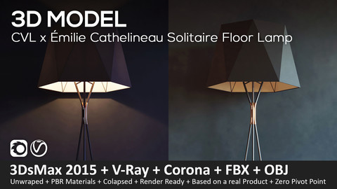 CVL Luminaires Solitaire Floor Lamp + 3D Model (3DsMax 2016, Vray, Corona, FBX, Obj)
